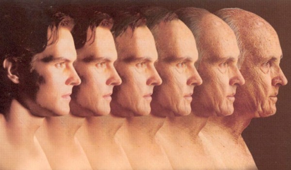 Imagen de hombre a lo largo de los años, mostrando el envejecimiento