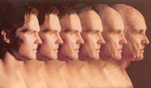 Imagen de hombre a lo largo de los años, mostrando el envejecimiento