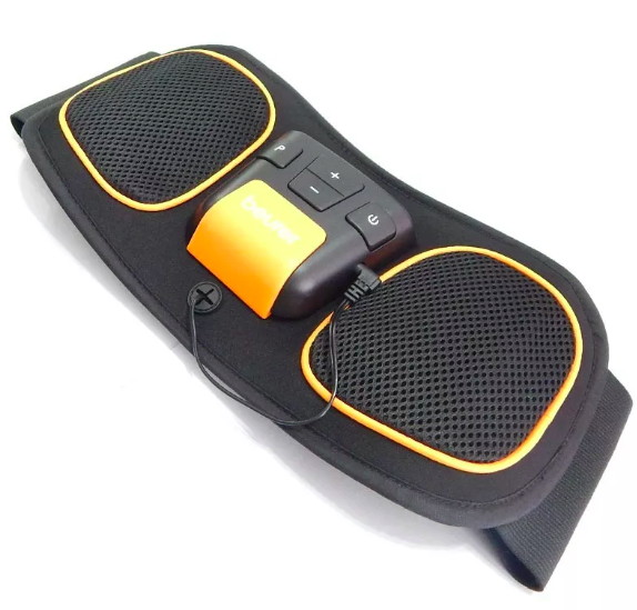Cinturón de electroestimulación muscular, un dispositivo con electrodos para tonificar y aliviar el dolor.
