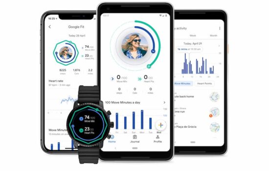 Pantalla de Google Fit en un movil y smartwatch