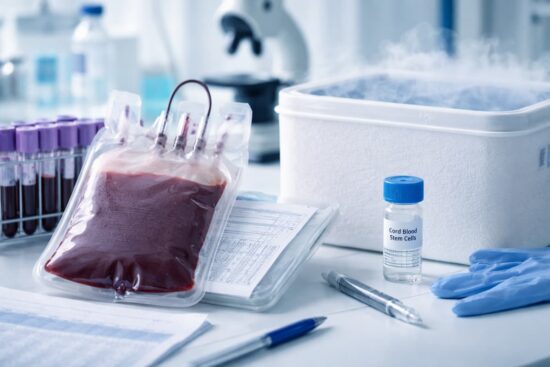 Células madre del cordón umbilical: guía completa para familias 11 Bolsa de sangre de cordón umbilical y equipo de laboratorio para criopreservación de células madre en entorno científico